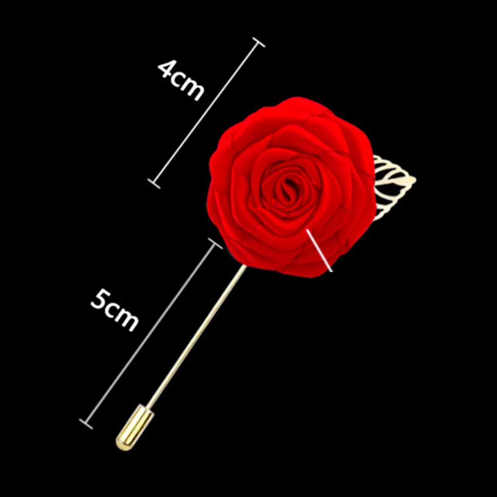 Cinta de alta calidad para hombre, flor rosa, hoja dorada, broche de moda, Pin de traje, solapa, broche de boda, joyería, 1 piezas