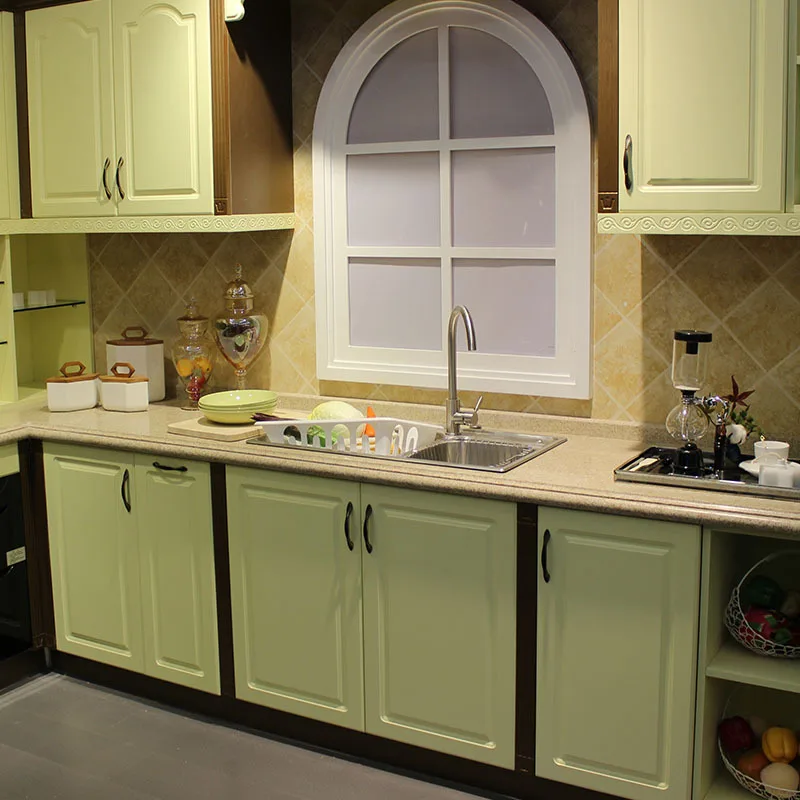 Muebles de cocina, puerta de PVC barata, diseños modernos modulares, gabinetes de cocina, juegos completos listos para montar