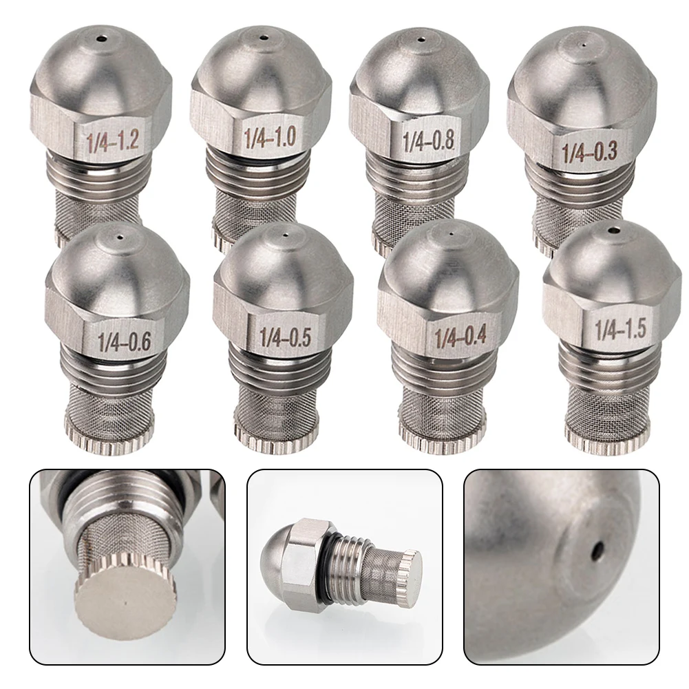 1/4BSPT Mist Nozzle 0.3-1.5mm Orifice Diameter For Humidification Cooling Fog Test Stainless Steel Fine Atomizing Spray