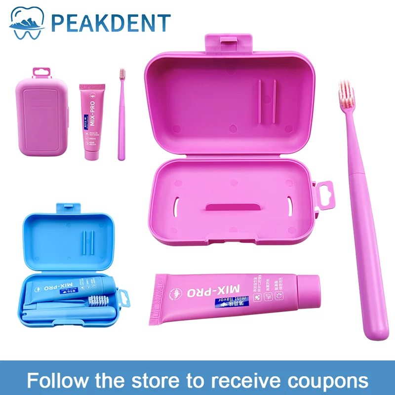 Oral Portable Tooth Care Set with Toothpaste Fold Toothbrush Teeth Cleaning Kits for Family Brush Set Travel Hotel Supplies