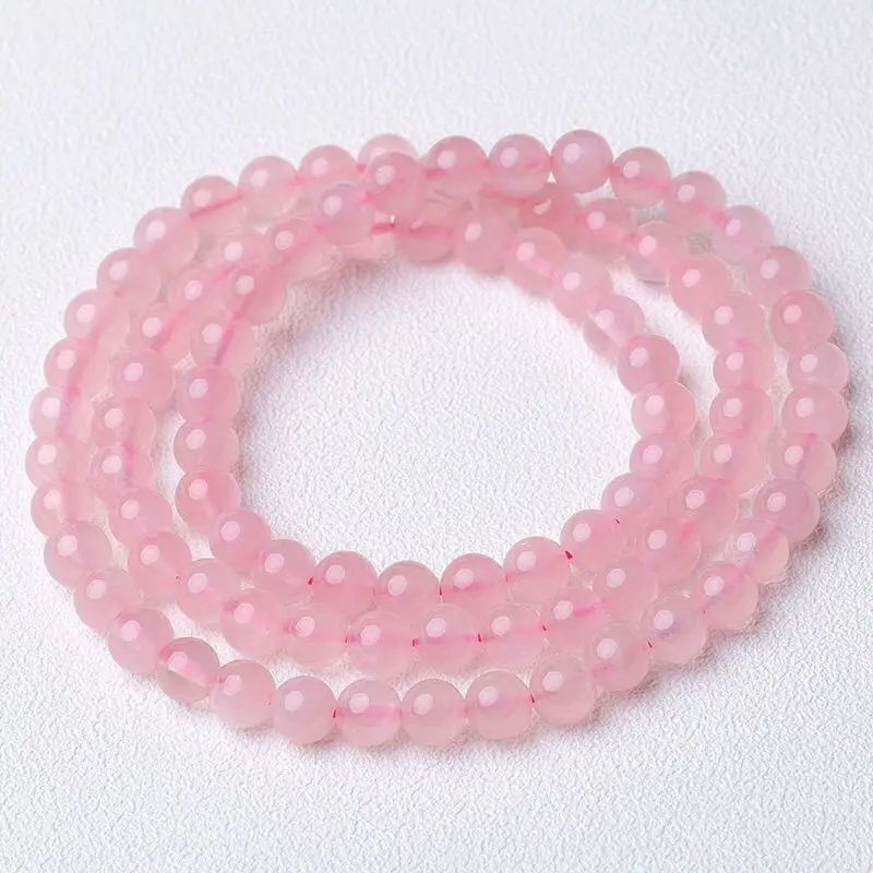 Pink Crystal Multi-Circle Bracelet Women's 6mm Ice Type Madagascar Pink Crystal Horse Powder Beads Pink Crystal