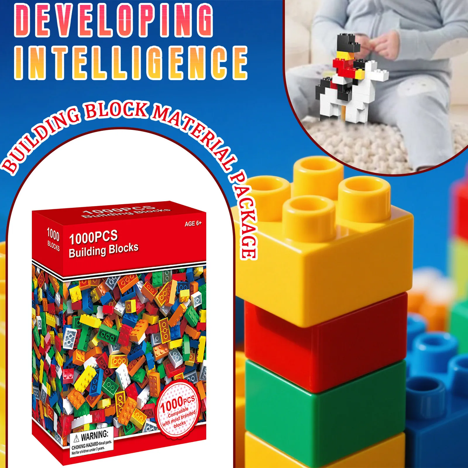 

1000PC Small Granular Building Blockss Children's Assembling Chunks Assembling Toys Suitable For Children Over 4 Years Of Age