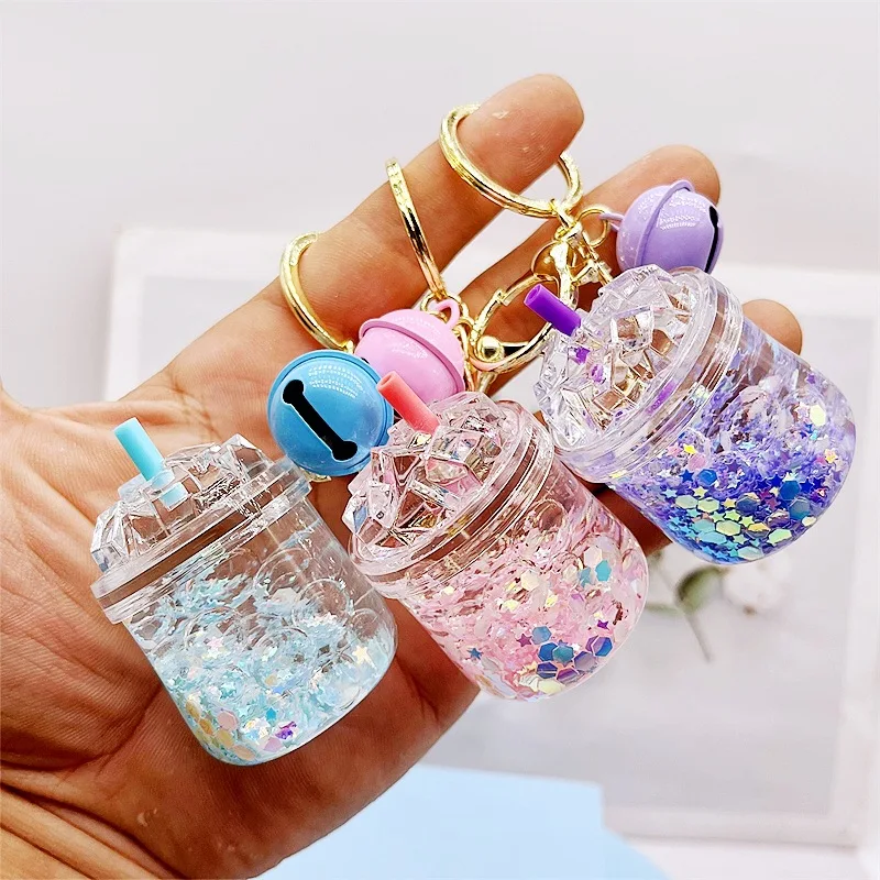 Cute Acrylic into the Oil Luminous Iceberg Cup Keychain Automobile Hanging Ornament Liquid Drift Bottle