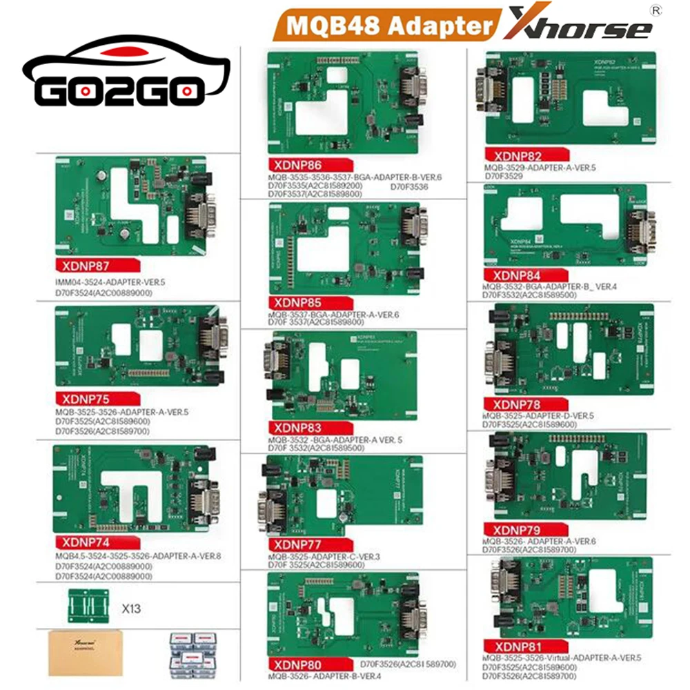 Xhorse XDNPM3GL MQB48 Solder-Free Adapter 13pcs Full Set Work with Multi-Prog, VVDI Prog, Key Tool Plus