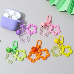 Candy Color Acrylic Pentagram Key Chain Stars Bell Charms Key Ring Earphone Case Purse Wallet Decor Accessories Kid Girls Gifts
