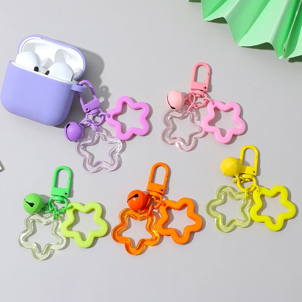 Candy Color Akrylowy Pentagram Breloczek do kluczy Gwiazdy Dzwonek Charms Breloczek do kluczy Etui na słuchawki Portmonetka Portfel Akcesoria Dekoracyjne Prezenty dla dziewczynek