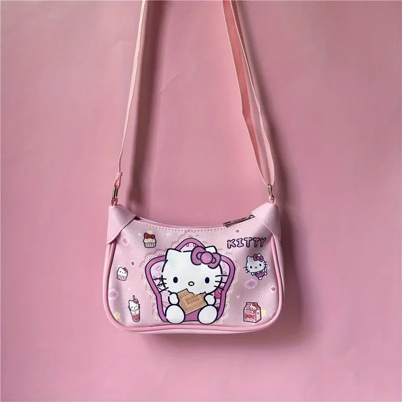 Sanrio Series Shoulder Bag Hello Kitt  Melody Cute Cartoon Graphic Waterproof Crossbody Bag Zipper Leisure Fashion Shoulder Bag