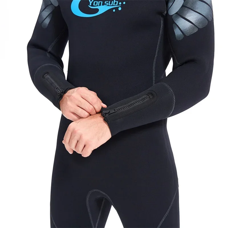

Flexible 5Mm Adult Wetsuit One-piece Long-sleeved Men's Sunscreen Quick-drying New Black Trench Coat Swimsuit