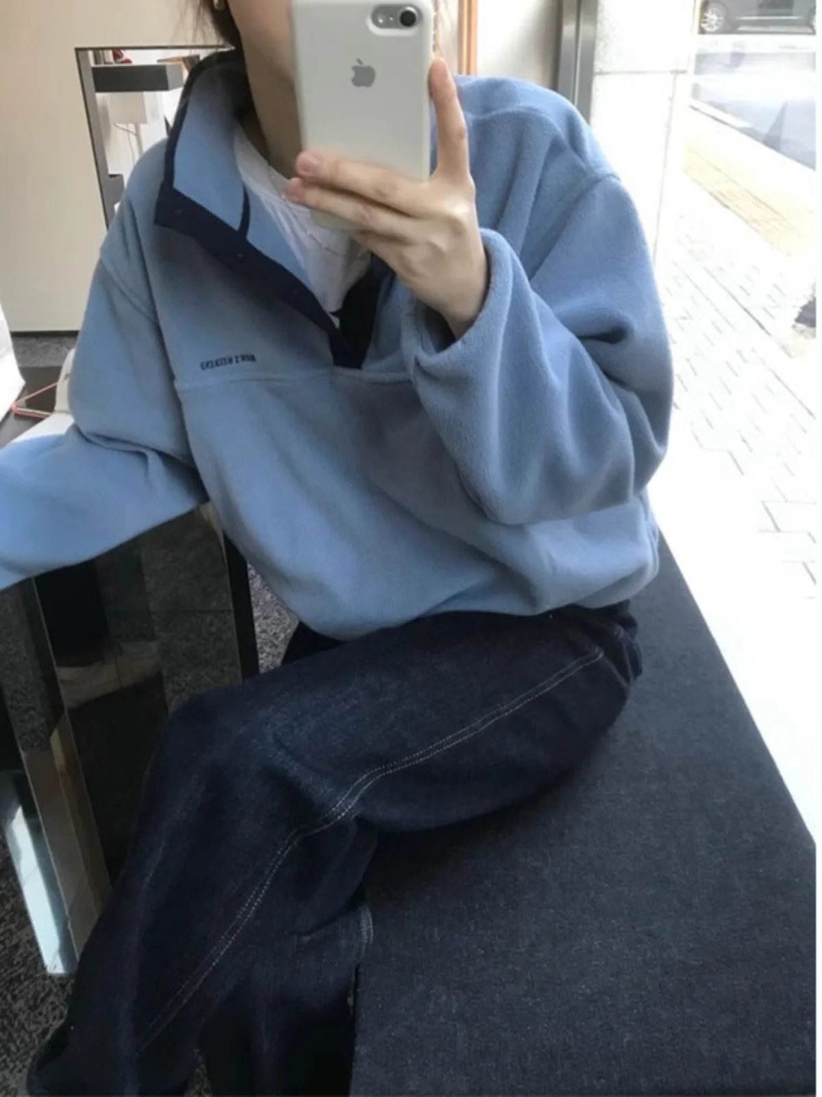Women's Oversize Fleece Sweatshirt Lazy Style Plush Long Sleeve  Collar Regular Length Outerwear for Autumn Winter