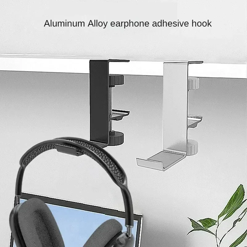 Soporte de Metal para auriculares, gancho para debajo del escritorio, colgador de auriculares con abrazadera ajustable, Universal