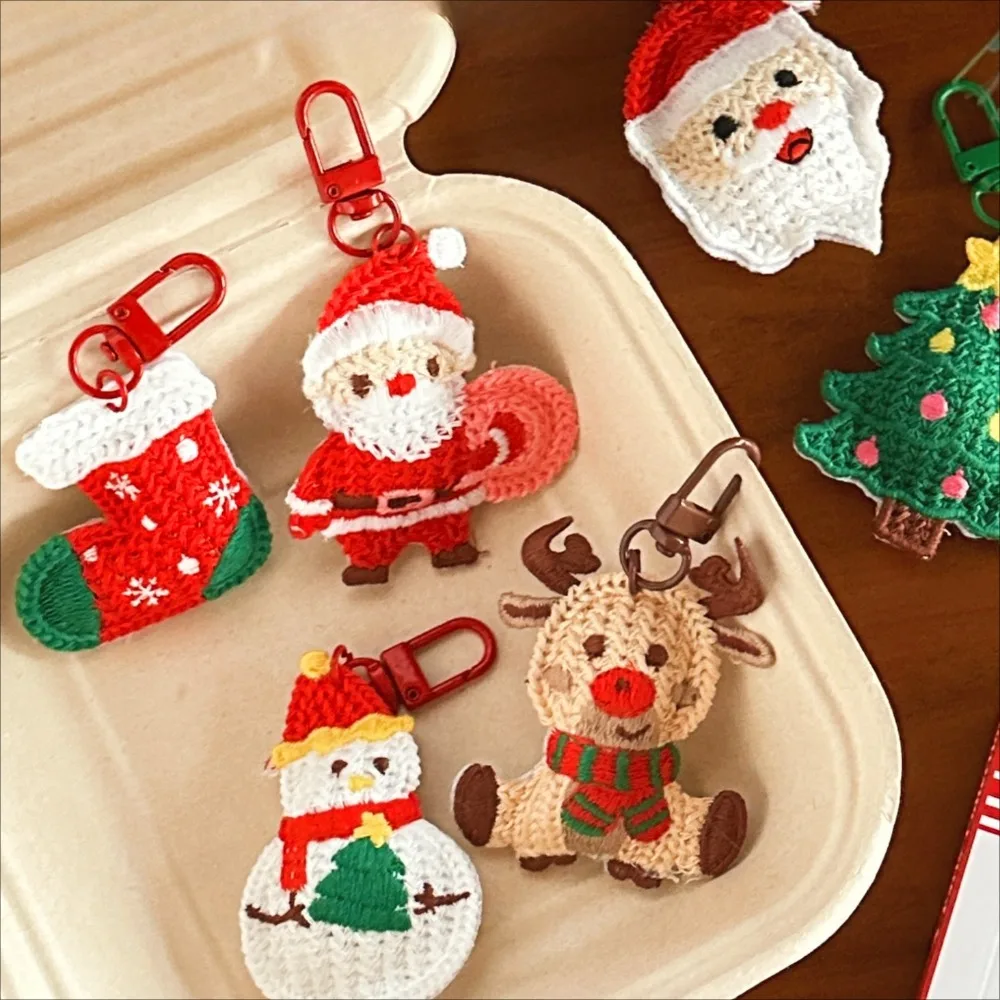 نسج عيد الميلاد المفاتيح قلادة شجرة عيد الميلاد ثلج الكرتون سانتا كلوز سلاسل المفاتيح عيد الميلاد ألعاب من نسيج مخملي معلقة الملحقات #5