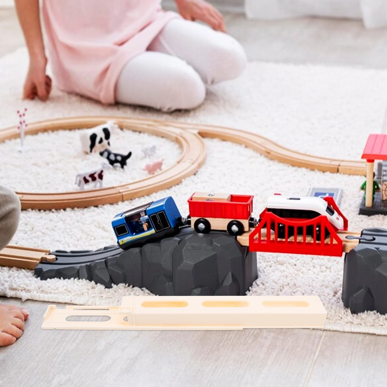 2 個のドミノクリップ列車アクセサリーカードプラスチック耐久性のあるクリエイティブビルディングドミノトラック教育ゲーム