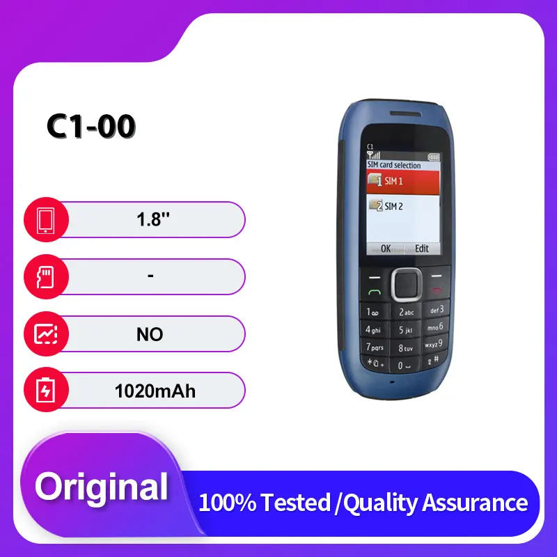 الأصلي مقفلة C1-00 واحد سيم GSM 900/1800 2G الهاتف المحمول لوحة المفاتيح العربية الروسية المصنوعة في فنلندا
