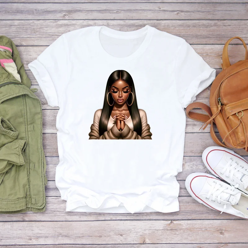 Popular Black women in Prayer printing for clothes patches heat transfer stickers DIY Sewing Decoration stripes appliques