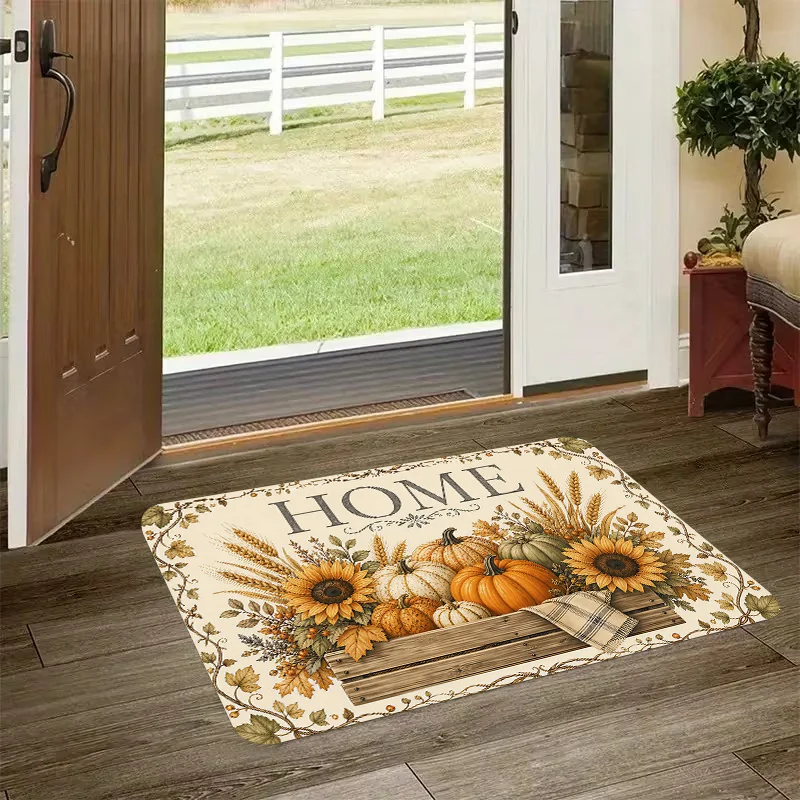 Green Coir Welcome Summer Watermelon Non Slip Doormat Fresh Fruit Seasonal Front Entrance Rug Indoor Outdoor Home Floor Decor
