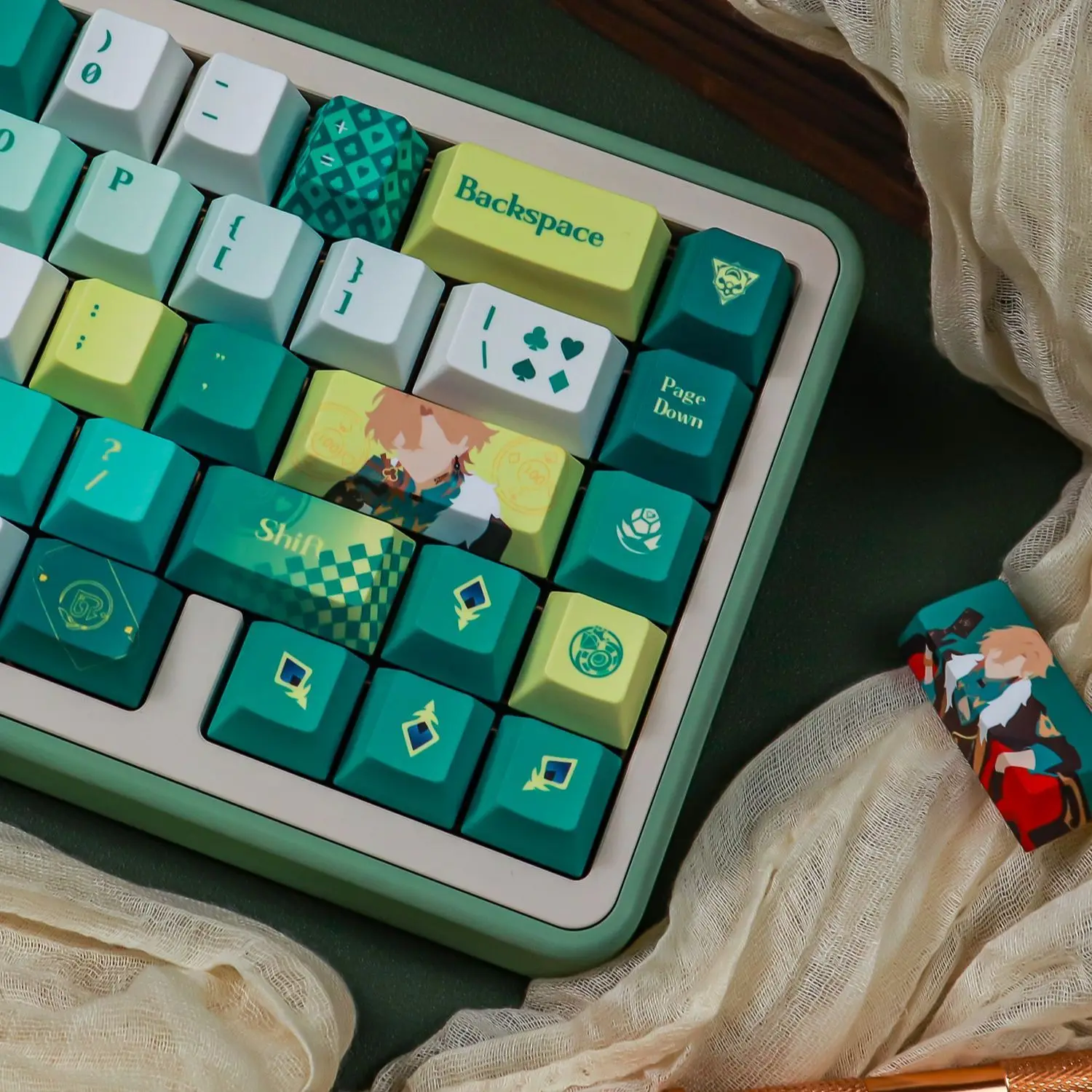 143 Keys Aventurine Keycaps Honkai Star Rail PBT Dye-Sub Ailice Keycaps 2.25u 2.75u Key Cap for 7u 61 68 87 104 108 Keyboard
