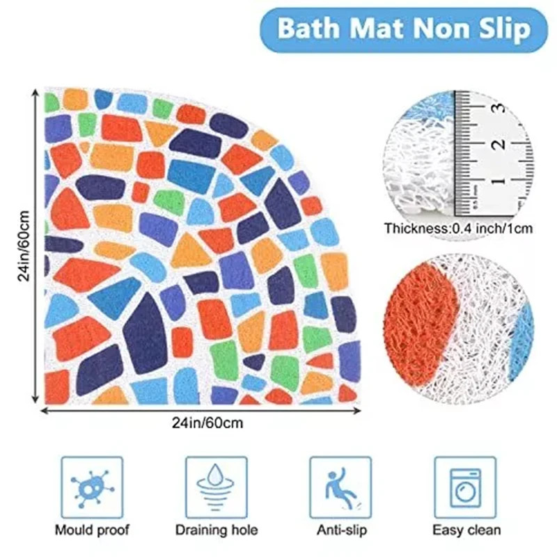 L-Shaped Bathroom Corner Mat PVC Non-slip Durable Water Absorption Low-Profile Floor Foot Mat Soft Bath Mat Bathroom Rug