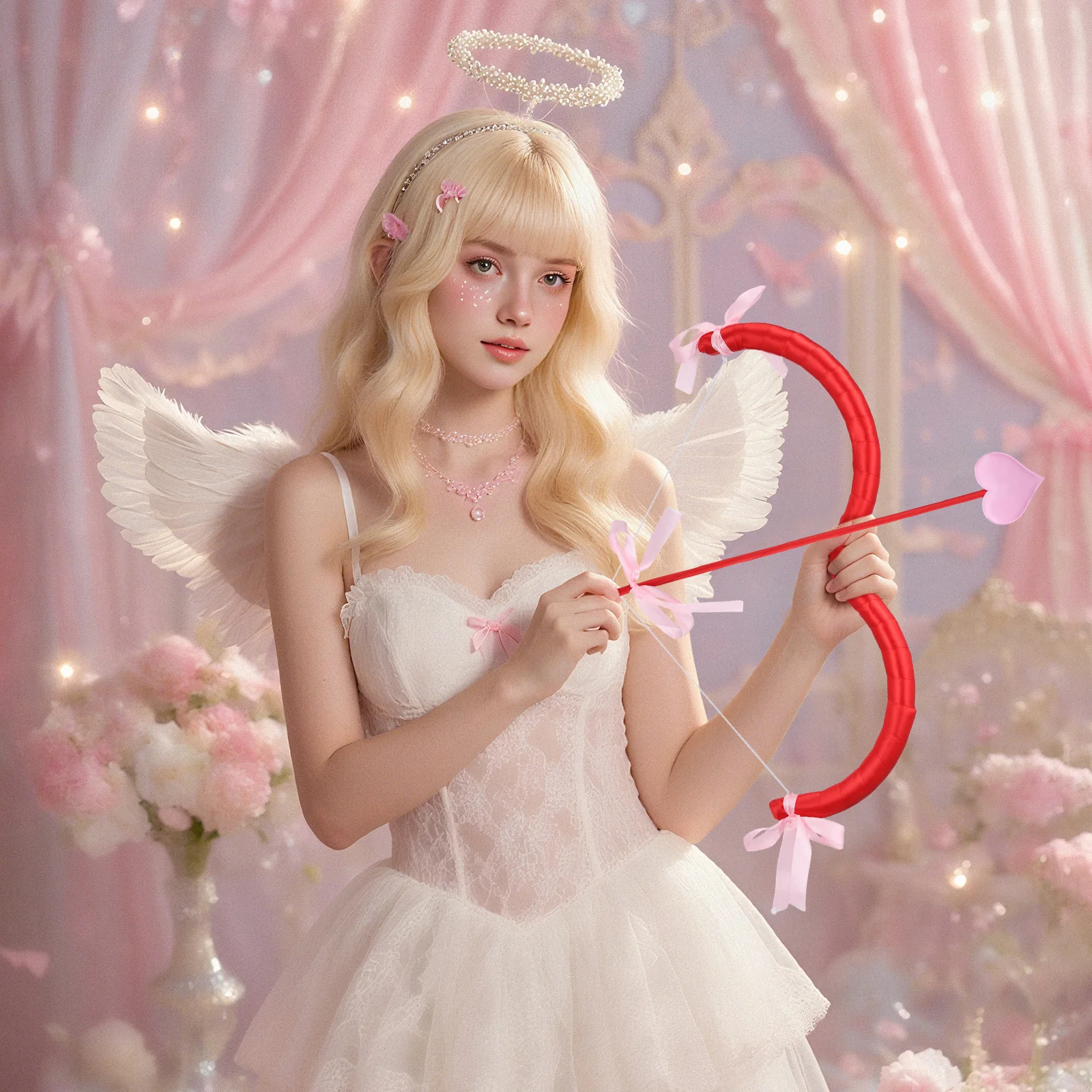 Costume de cupidon pour la saint-valentin, accessoire en mousse avec nœud et flèche pour vacances, fête de mariage, accessoires de Cosplay