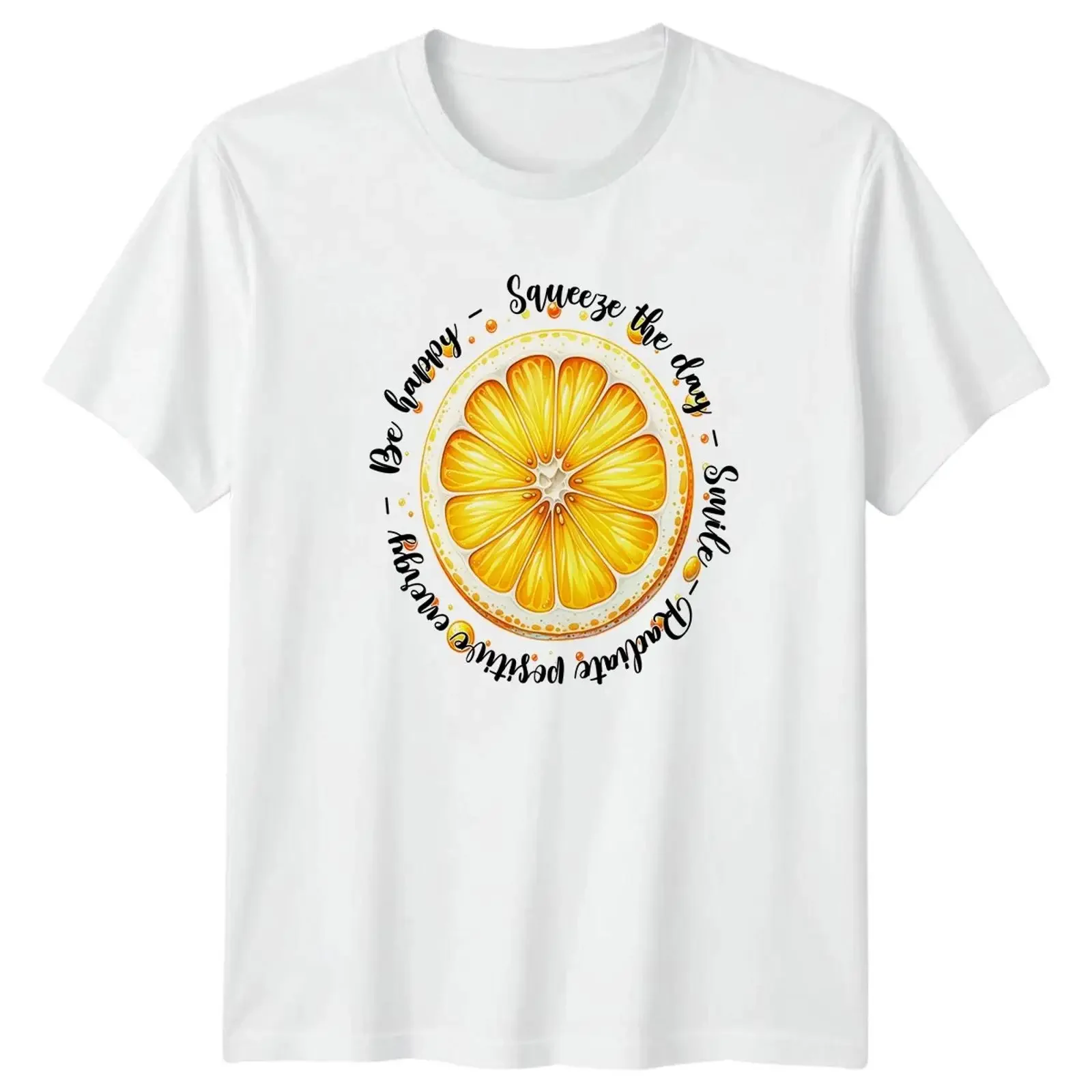 Squeeze The Day Be Happy T Shirt Zitronenscheibe Motivation Geburtstag Geschenk vintage Washed graphic Versatile Comfortable