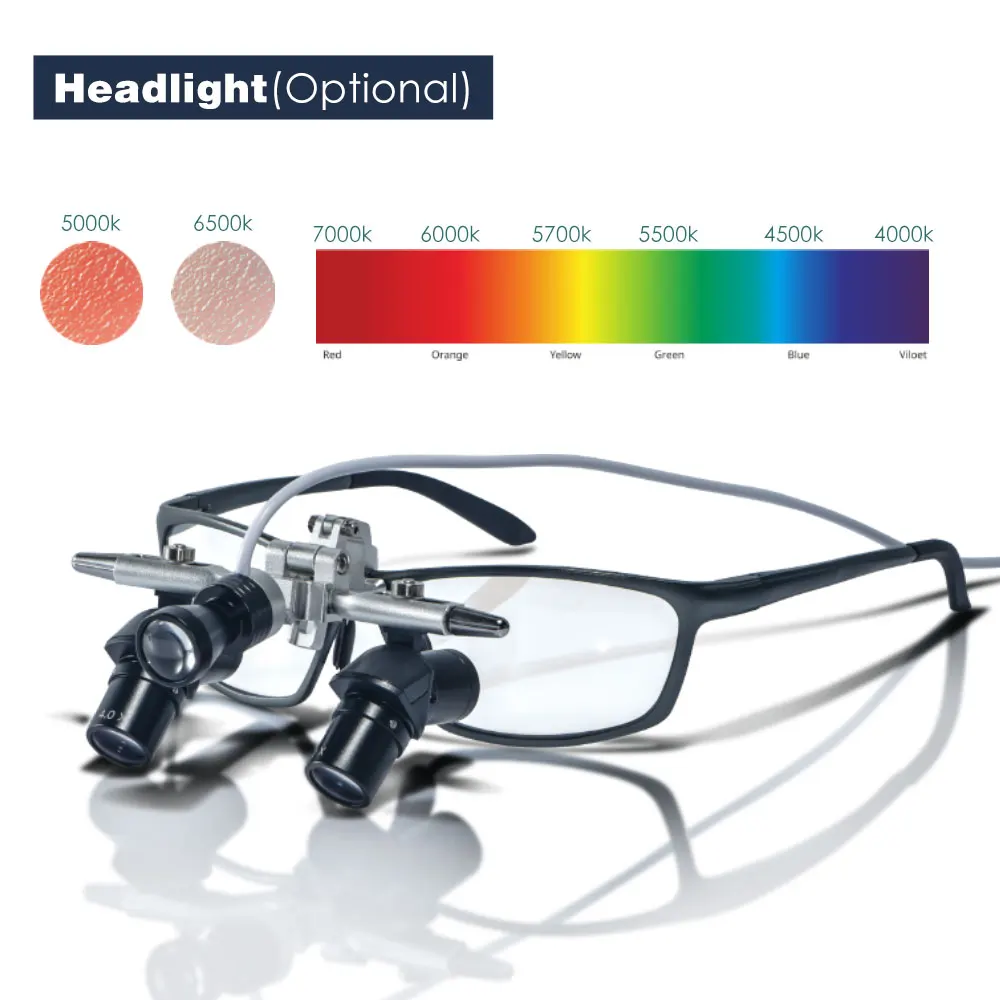 XND Dental Ergo Loupes 45°Optical Corner Structure 4X Magnifying Glass with 5W LED Light Surgery Lens EU/US Plug Dental Supply