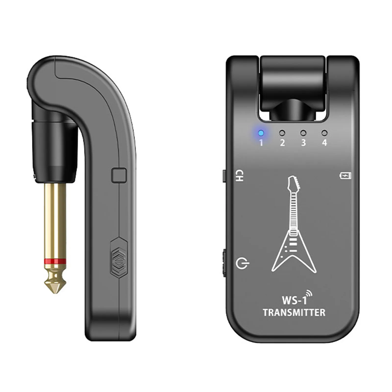 

Ws-1 2.4G Wireless Guitar System Rechargeable Audio Transmitter & Receiver 4 Channels Audio Transmitter for Electric Guitar Bass