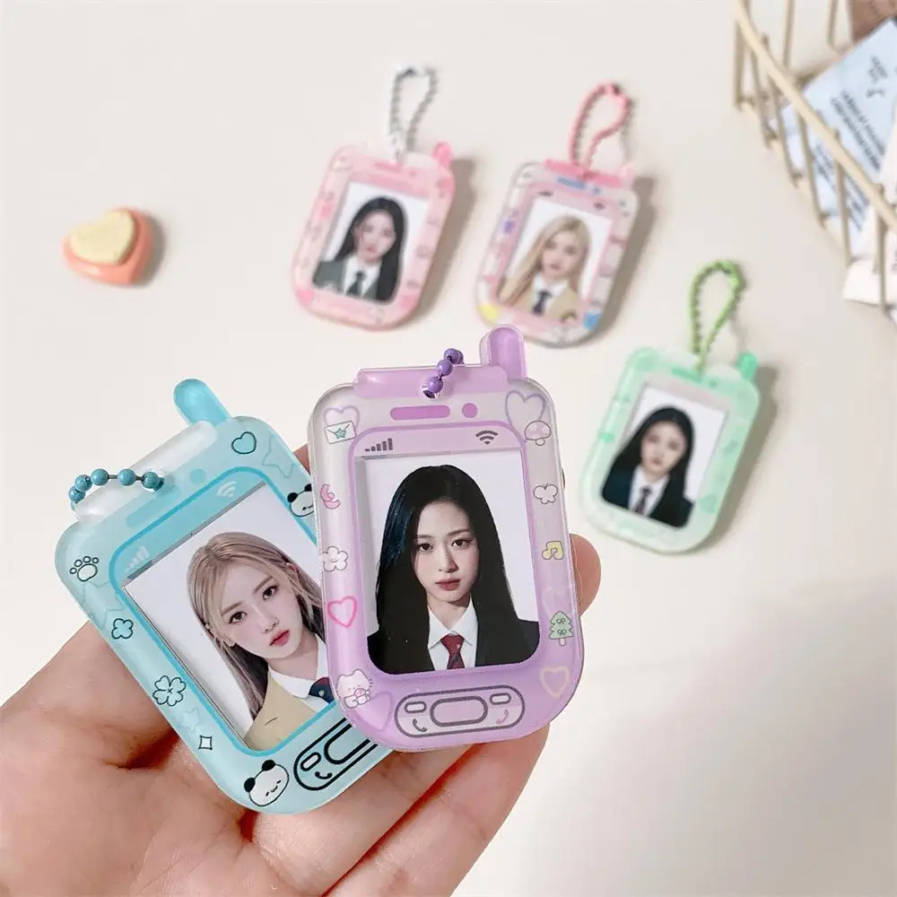 Cute Transparent Photo Card Display Sleeves Students Gift Keychain Photo Frame Pendants Bag Charms Stargazer Card Holders