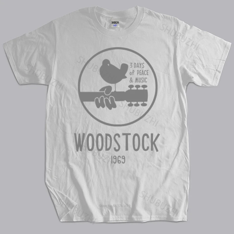 New fashion t-shirt cotton tees Woodstock 1969 Vintage T shirt men Music Brand T-shirt men top tees