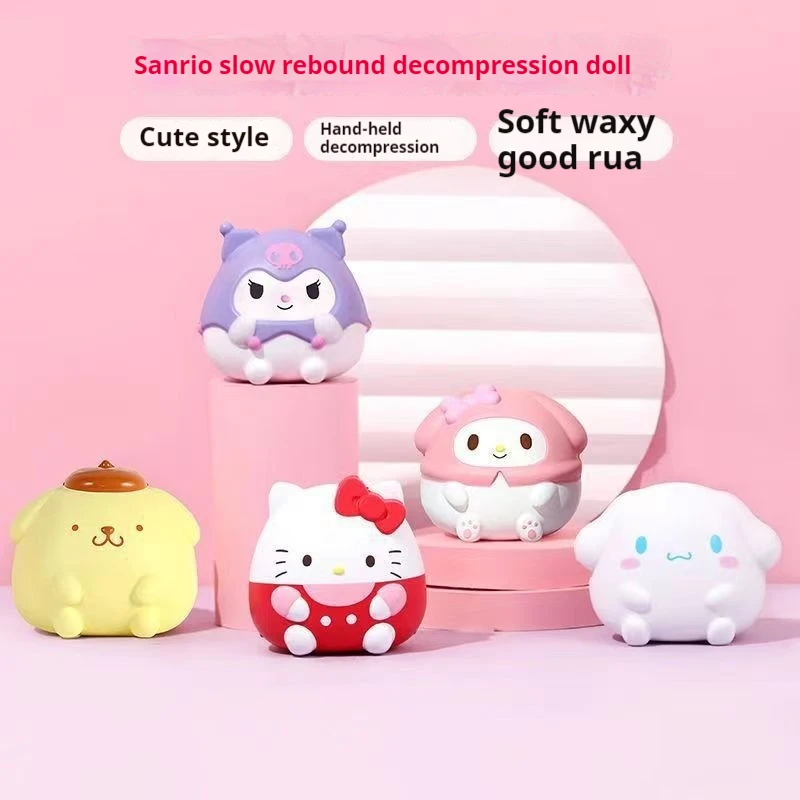 Sanrio Anime Peripheral Series Kulomi Melody Stress Relieving Soft Toy For Children Hand Pinching Stress Relieving Doll Healing