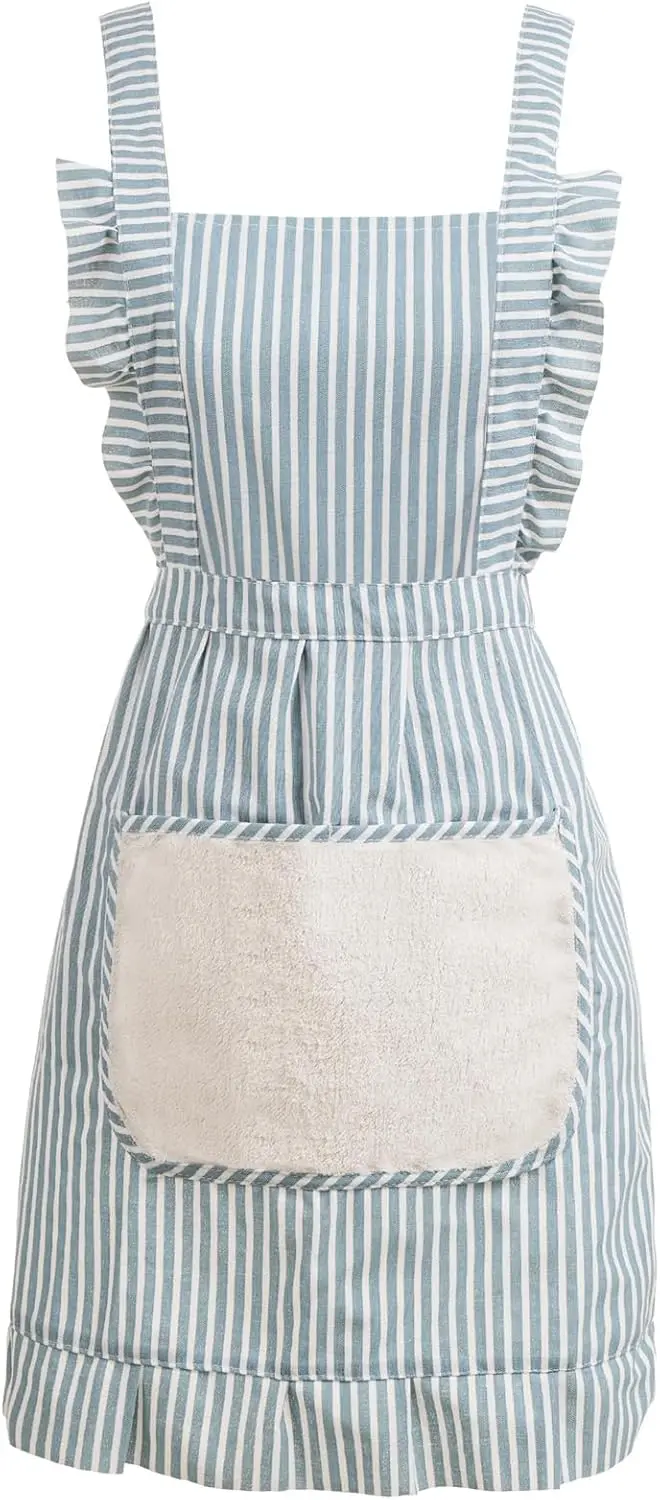 

Милый хлопковый фартук для женщин, регулируемый, с карманами, для готовки, работы на кухне, барбекю, выпечки, рисования