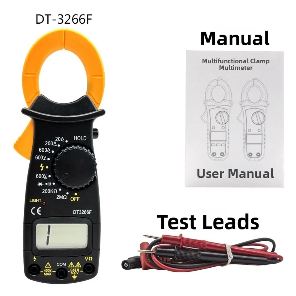 

For On-site Testing Digital Clamp Meter AC DC Current Tester Black AC DC Current 0.01A To 600A For Electricians
