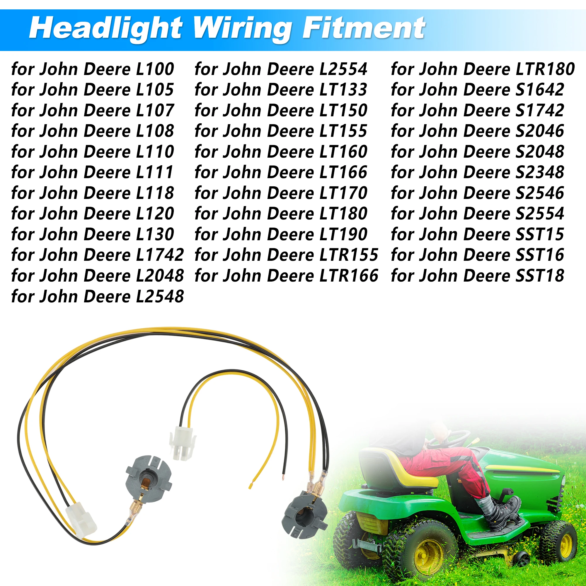 UXCELL AM122870 Headlight Wiring Harness for John Deere L100 L105 L107 L108 L110 L111