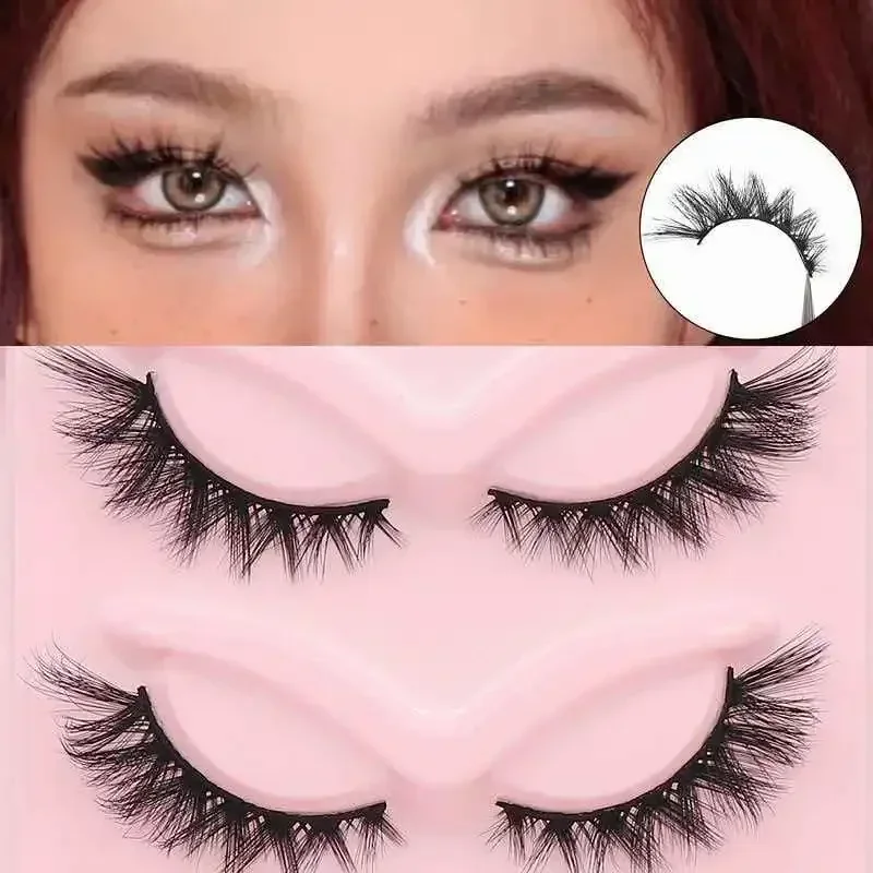 3D Voluminöse Flauschige Faux-Mink-Wimpern 5 Paar Dicke Weiche Leichte Wiederverwendbare Streifen-Wimpern Handgefertigt – Detail 2
