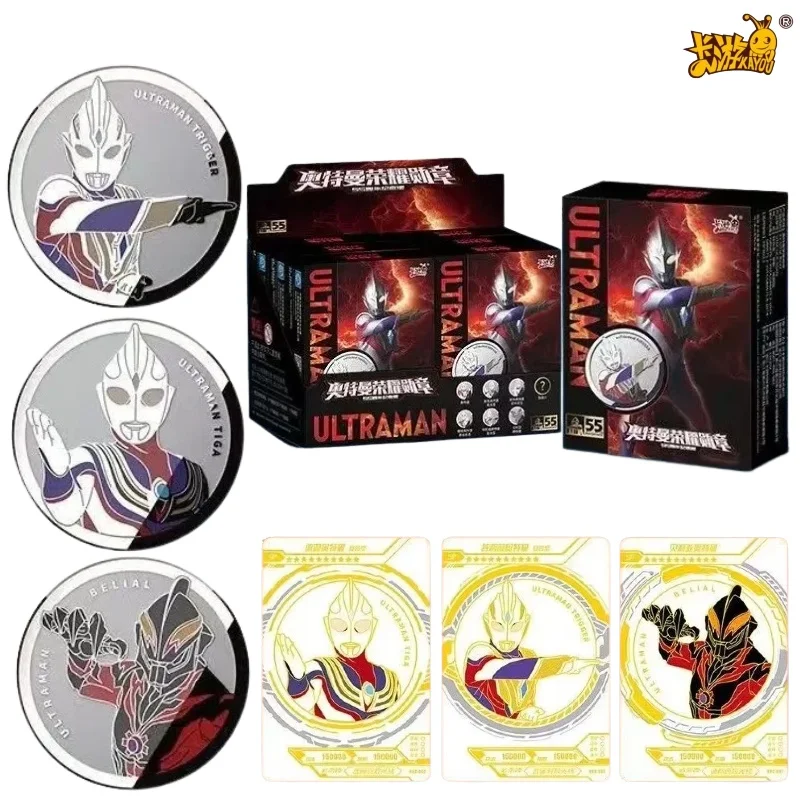 KAYOU Ultraman Honor Medal Mystery Blind Box, 55th Anniversary Round Metal Badge, Anime Peripheral Collectible Ornament Toy
