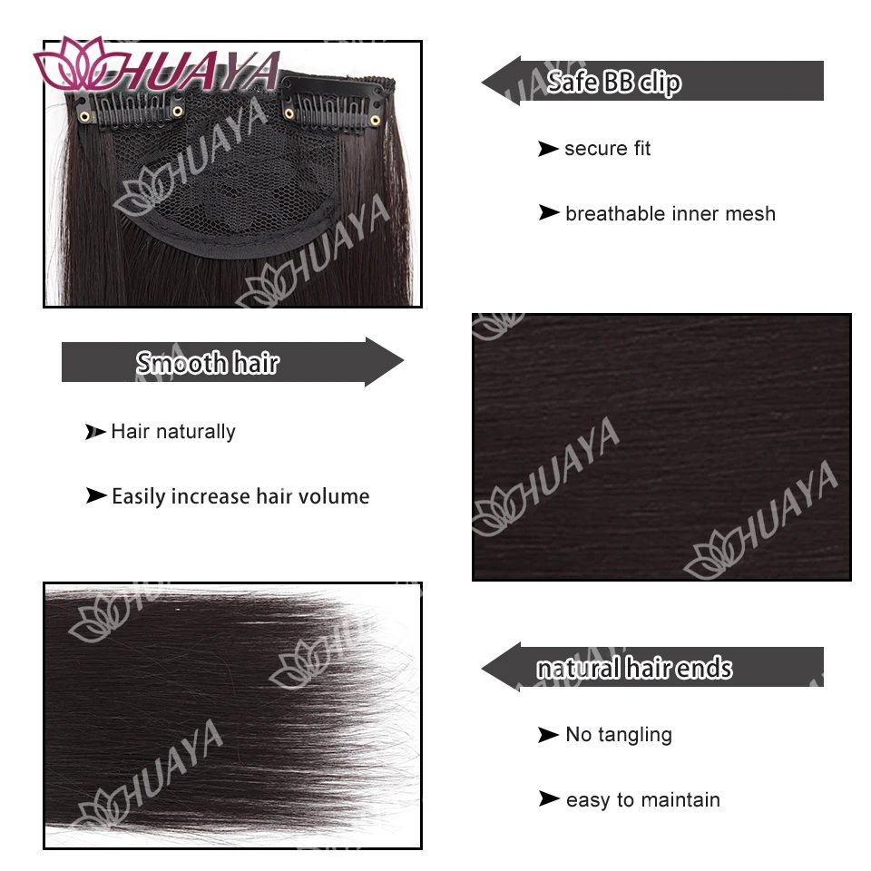 HUAYA 16 Inch Synthetic Seamless Women's Hair Patch With Heat Resistance Increases Hair Volume And is Suitable For Daily Wear
