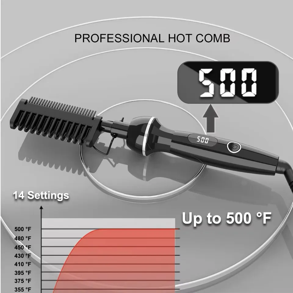 2-In-1 Electric Copper Heating Comb, Multifunctional Beard Straightener, Home Hair Straightening Curling Styling Tool