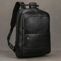 Large Capacity Laptop Backpack Leather Men Male Soft Cowskin Leather Backpacks Travel Bag Fashion Laptop Backpack Design 15.6