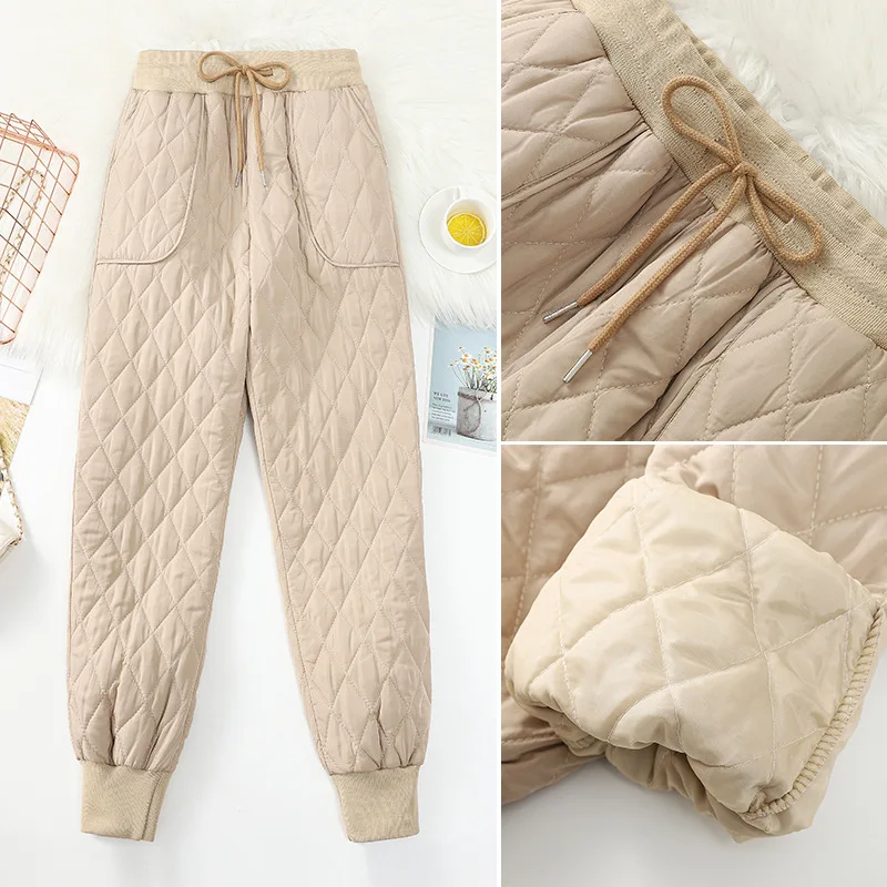 

2023 Autumn Winter New Women's Warm Cotton Pants Down Pants Winter Wear Fashion New Waist Loose Plus Cotton Thick Pants