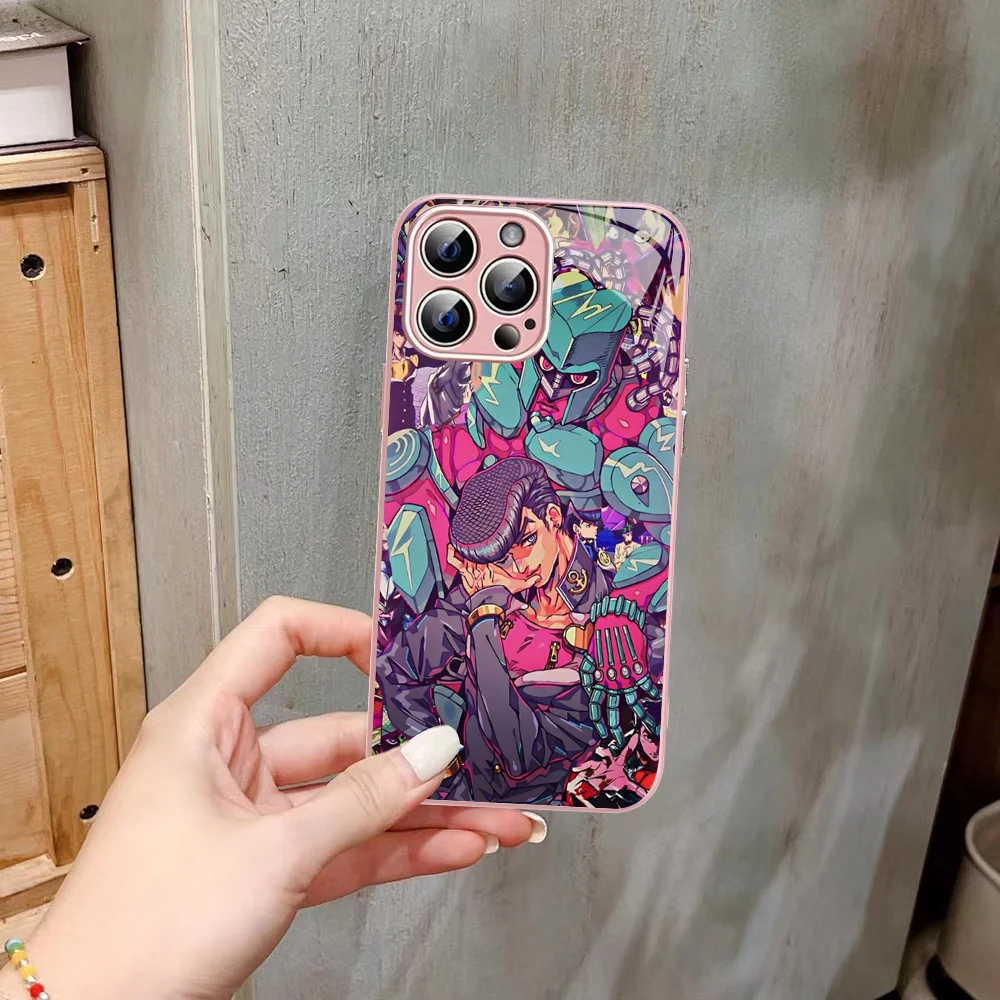 Anime JOJO Phone Case Tempered Glass For Iphone 14 13 12 11 Pro Mini XS MAX 14Plus X XS XR Cover