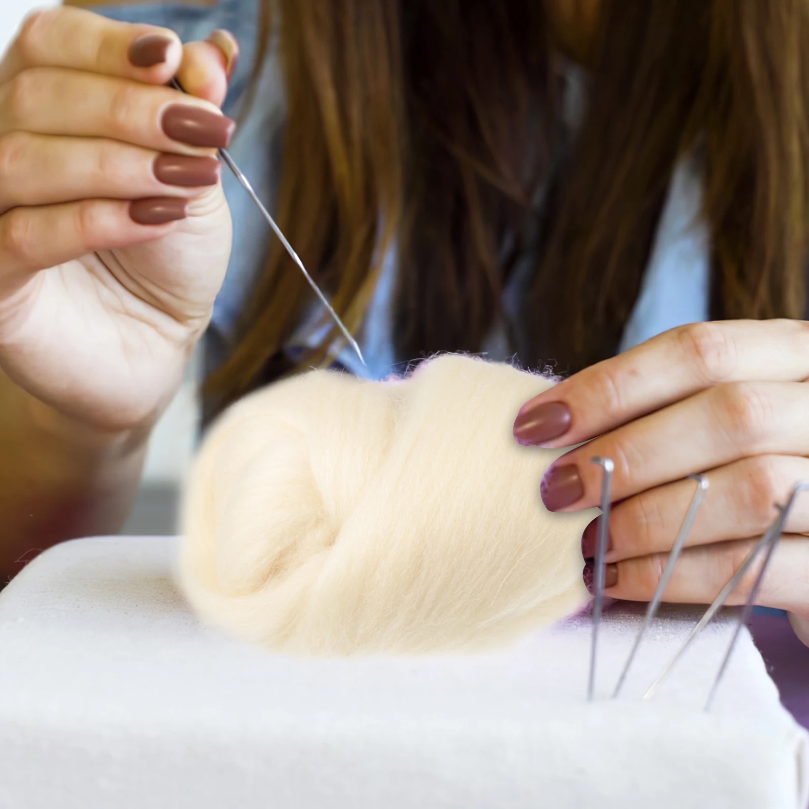 

Natural Roving Wool Top Felting Craft Supplies DIY Needlework Material Stuffed Animal Filling Smooth Premium for Adults