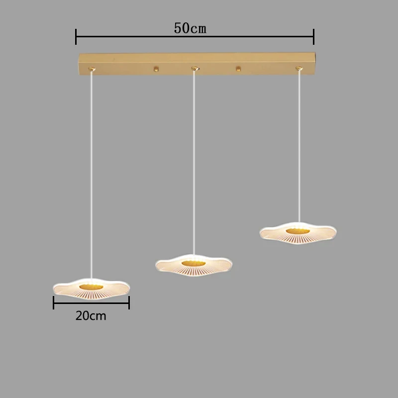 Lumière Suspendue Avec Télécommande Lustre Suspendu Feuille De Lotus 6 Têtes - Abat-jour Acrylique, Couleur Or, Hauteur Réglable, Contrôle Intelligent LED Lustre Suspendu LED Réglable