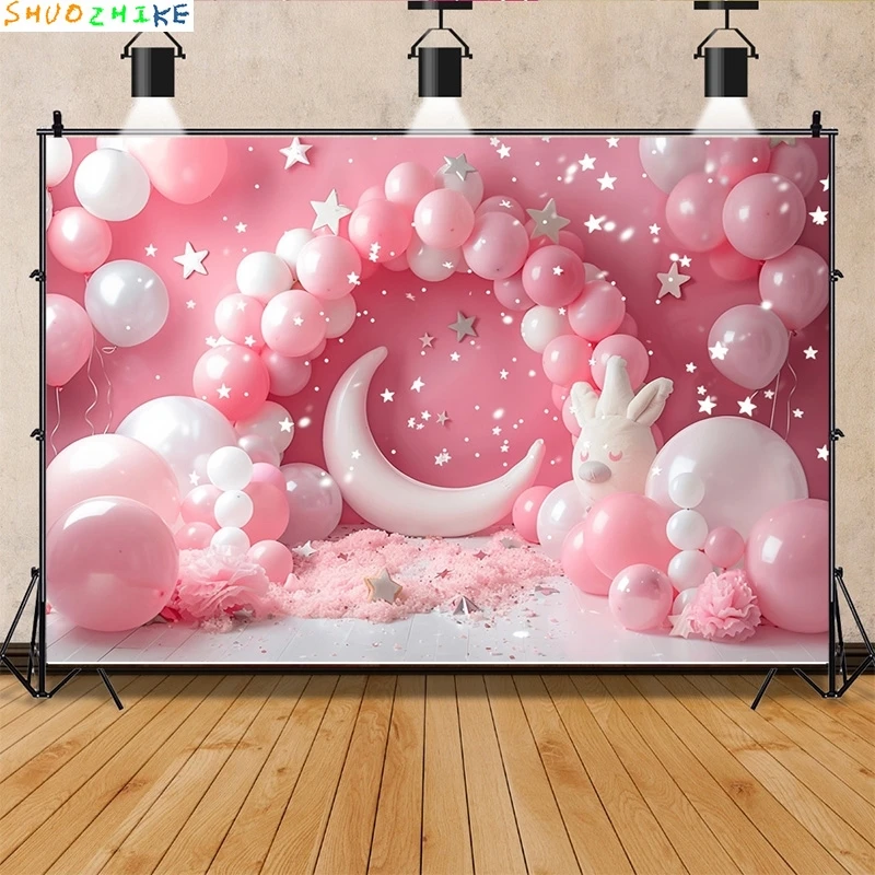 مستلزمات خلفية للتصوير الفوتوغرافي لغرفة الطفل ، تصوير عيد ميلاد سعيد ، ديكورات حفلات لحديثي الولادة ، قوس بالونات ، مظهر زهور ، خلفية صور ، ، ، ، ، من