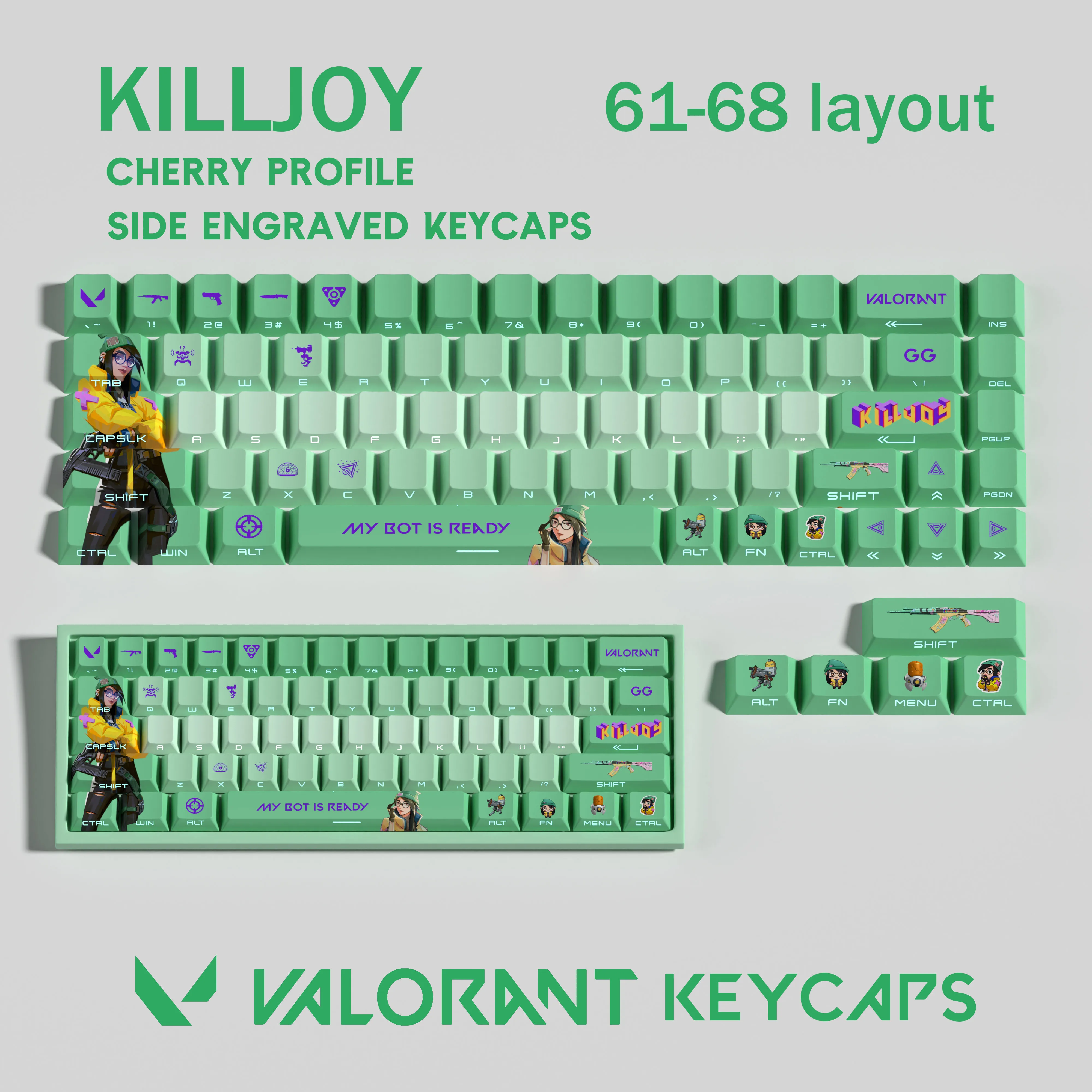 

Killjoy KEYCAPS Valorant keycaps Cherry Profile GAME Keycaps for mechanical keyboard