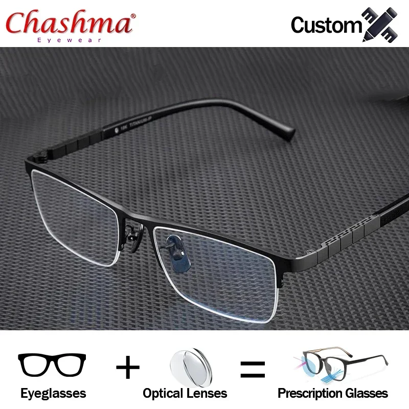

Half Prescription Glasses Men's Office Optical Eyewear Myopia Hyperopia Quality Lenses Progressive Vision Distance Spring Ocular