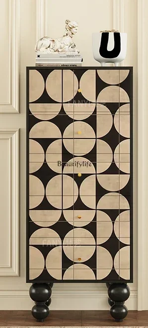 

Z.Cream Style Chest of Drawers Living Room Hallway Decoration Bedroom Tailstock Storage Household Solid Wood Chest of Drawer