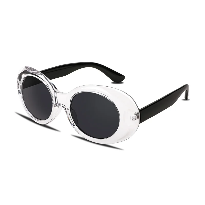 Sunglasses White Oval Clout Goggles for Women Men Retro Round Trendy Rimmed Clueless Costume Frame