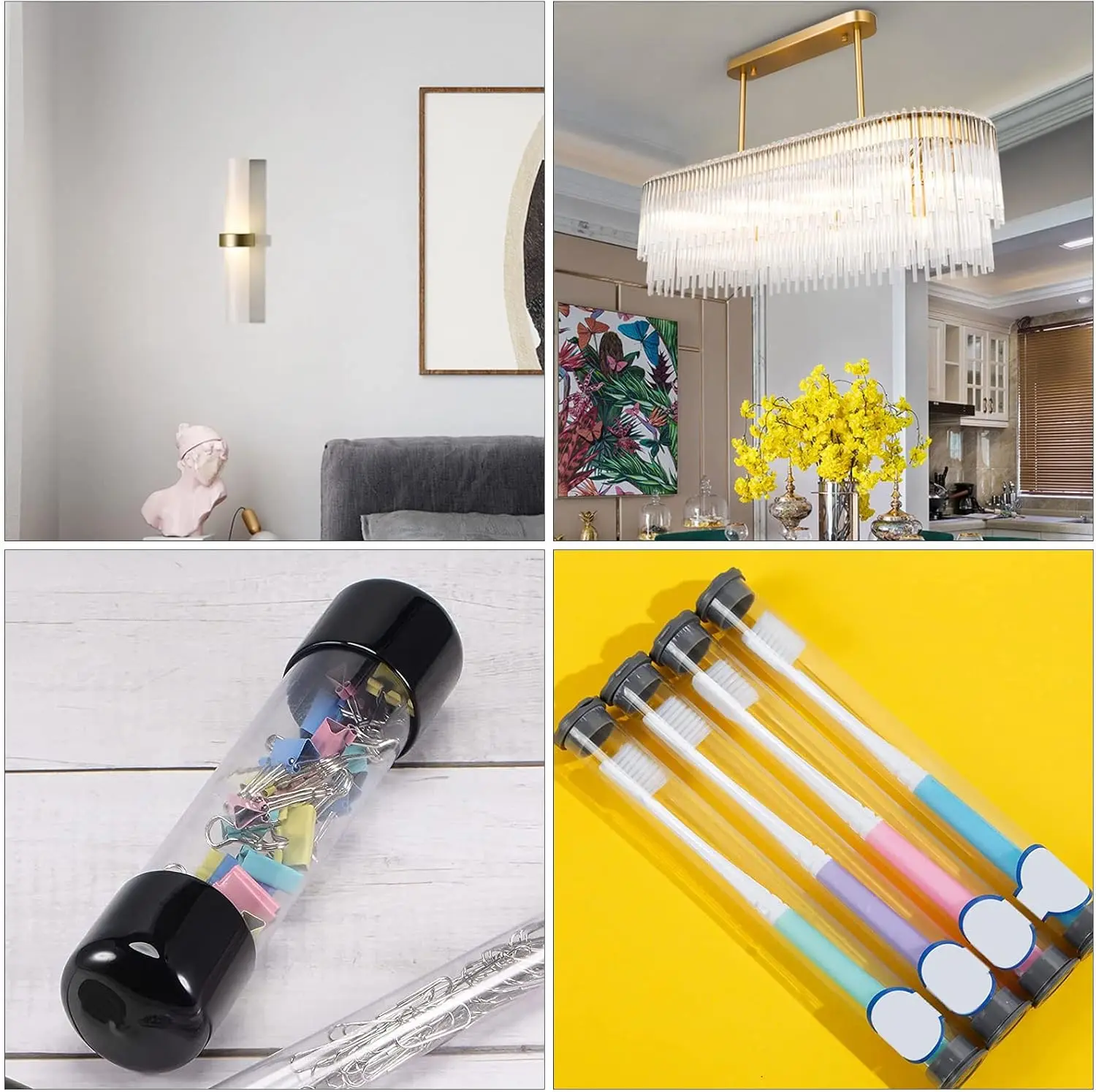 Naxilai クリアポリカーボネートチューブ 6 個、直径 2 インチ (50mm) 丸型 DIY プラスチックチューブ、長さ 13 インチ (328mm) 硬質保管チューブ