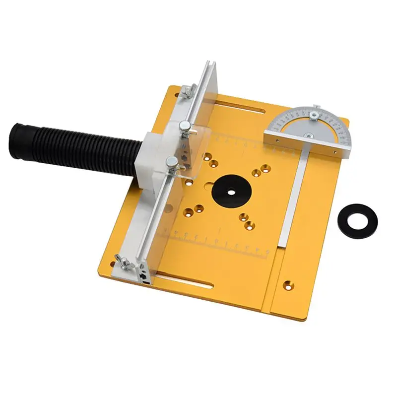 

AT13 Алюминиевая вставная пластина стола фрезерного станка с угловым калибром для деревообработки, настольная пила, многофункциональный триммер