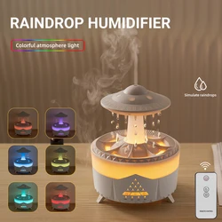 Rain Cloud Humidifier Water Drip Mushroom Ultrasonic Air Humidifier 350ml Colorful Light Remote Control Essential Oils Diffuser