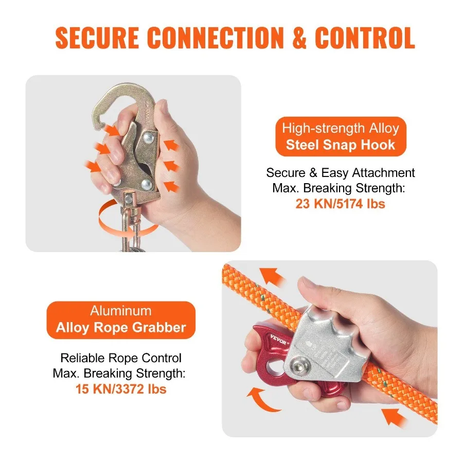 12,7 mm stalen kern Flipline 16ft 4,8 m boomverzorger Flipline voor boomklimmen met gelegeerd staal karabijnhaak aluminium karabijnhaak 3