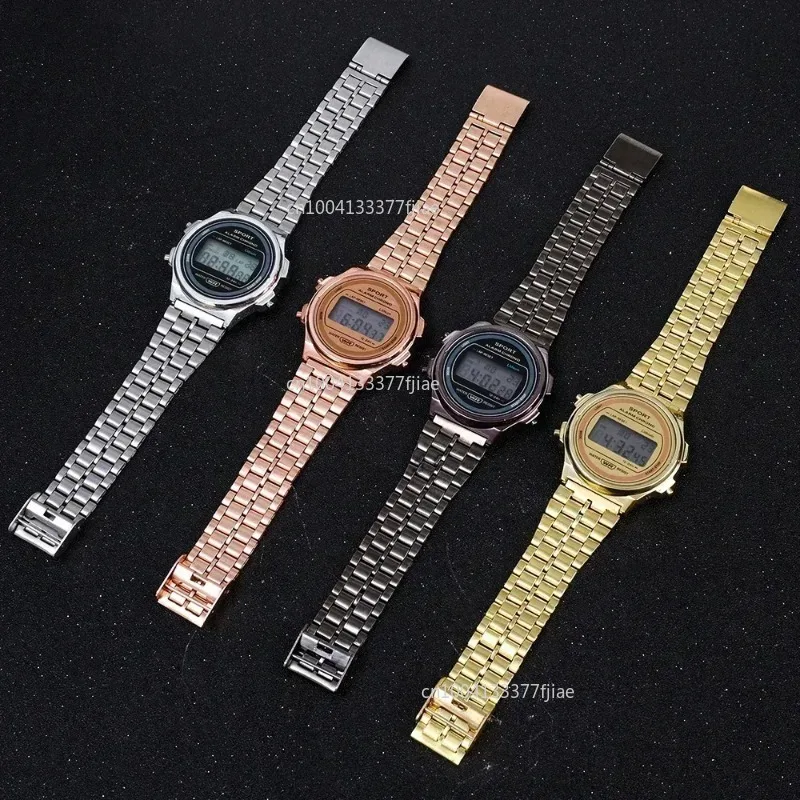 Circular Dial Electronic Women Men Watch Digital Display Wristwatch Rose Gold Silver Luxury Ladies Wristwatches Relojes Mujer